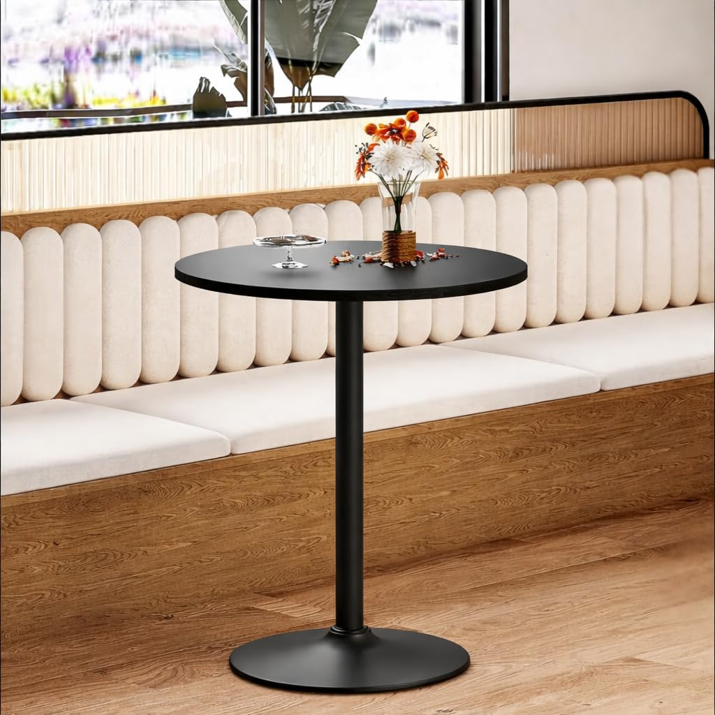 Premium Adjustable Height Round End Table | Modern Black Sofa & Bedside Table with Solid Metal Base | Compact Living Room Coffee Table-picture-20