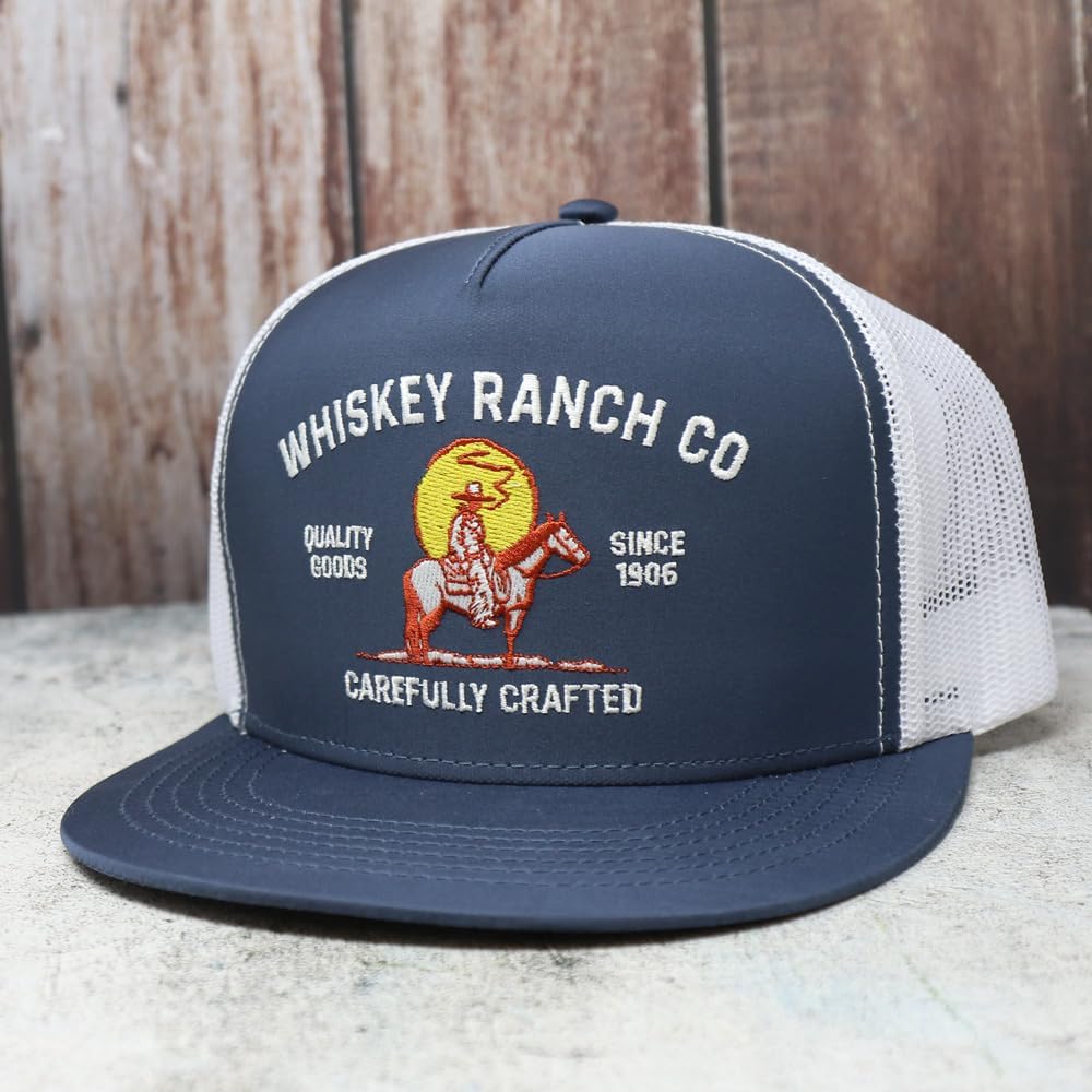 WHISKEY BENT HAT CO. The Murchison Adjustable Snapback Hat Navy/White