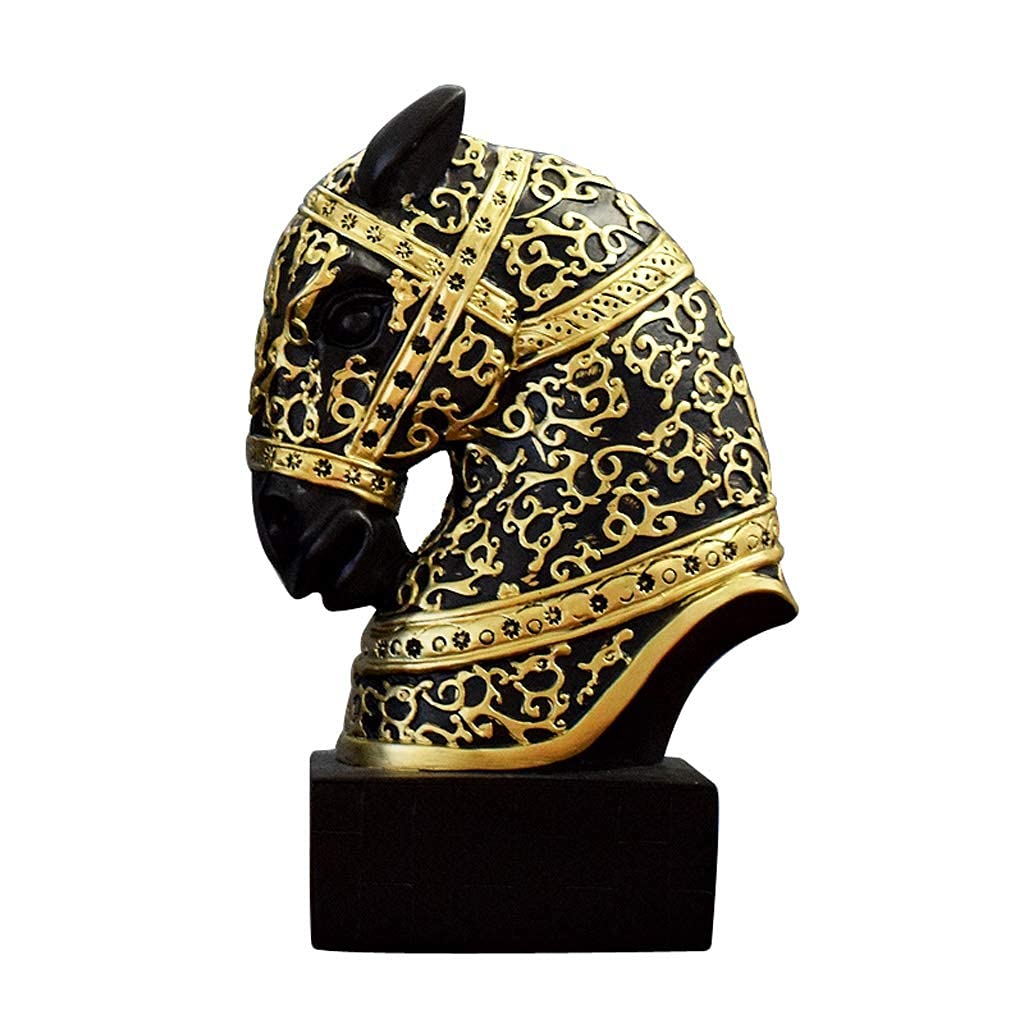 Statuetta Scultura Testa di Cavallo Oggetti in Resina per libreria Ufficio Soggiorno Accessori per la Decorazione del Desktop di casa Opere d'Arte squisite (Size : Small) Ornamenti