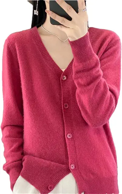 Gilet femme en cachemire 2024 à col en V - Coupe ample décontractée