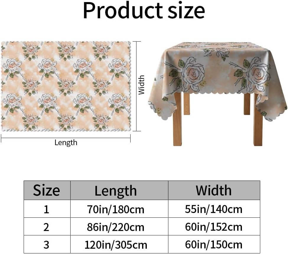 Rose Flowers Tablecloths Rectangular 60x120 in, Dust-Proof Wrinkle Resistant Italian 1St Birthday Party, Girl Birthday Decorations Coquette Decor for Brunch Supplies Everyday Seasonal Table Cover