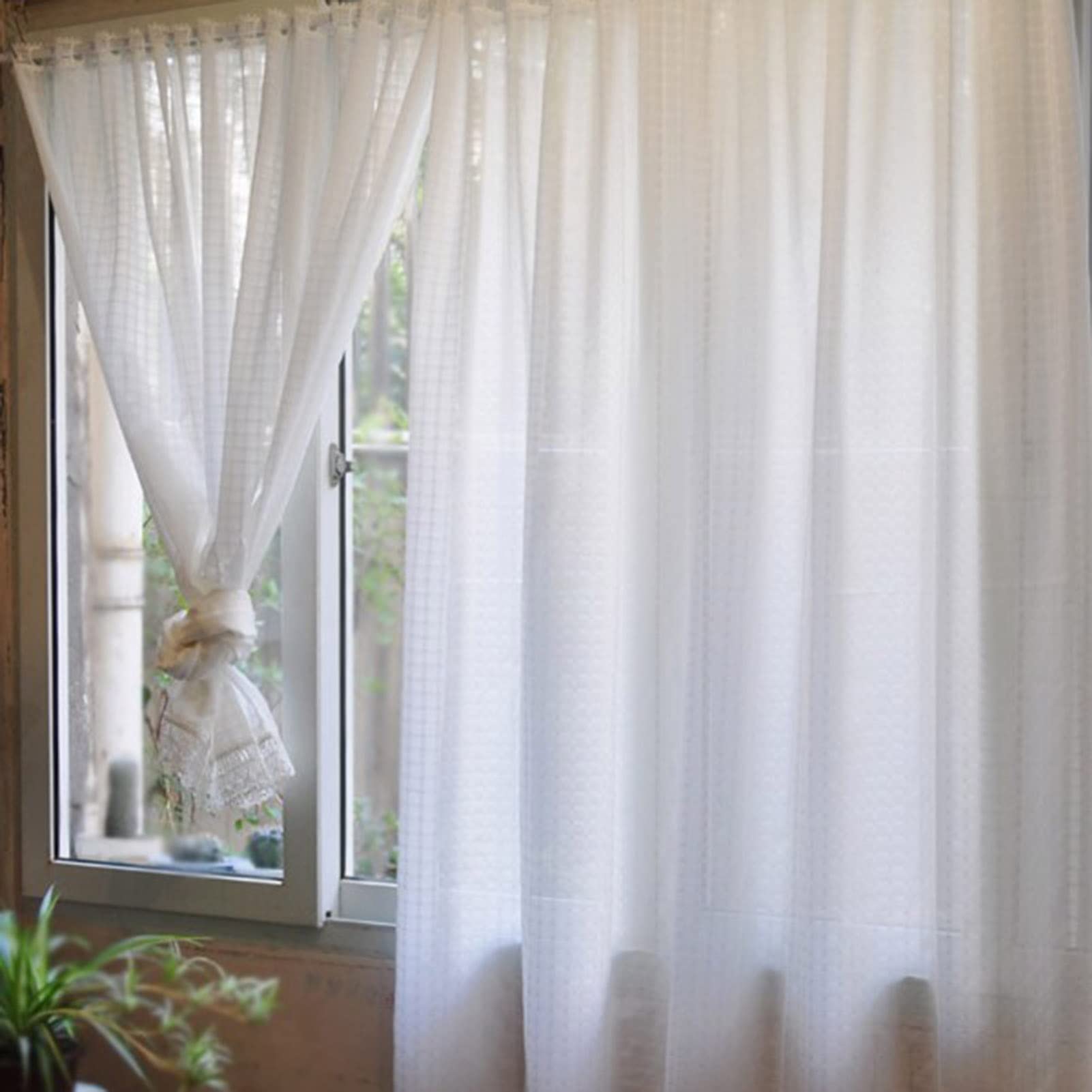 Cortina De Ventana De Encaje Ins, Cortinas Cortas De Color Sólido Para