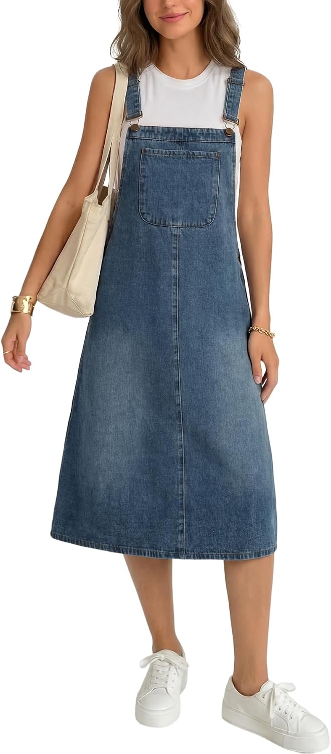LYANER Women's Button Vintage Jumper Dress