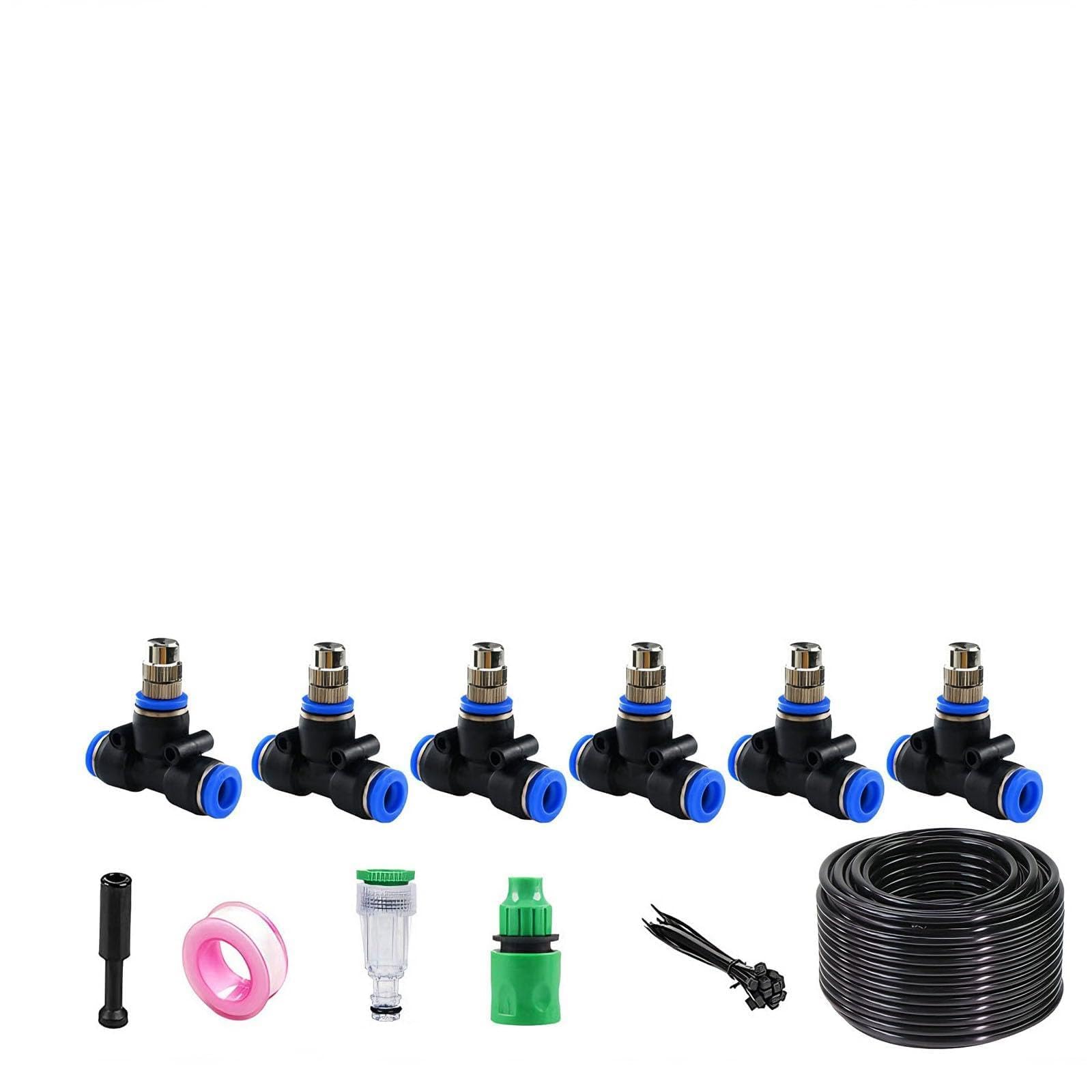 Tropfbewässerungssystem für den Garten, Flow-Gartenbewässerungsset-Düsen, gleichmäßige Wasserverteilung für Rasen und Gewächshaus Schwarz 50m 912 pipe + 50 sets of quick-connect fittings