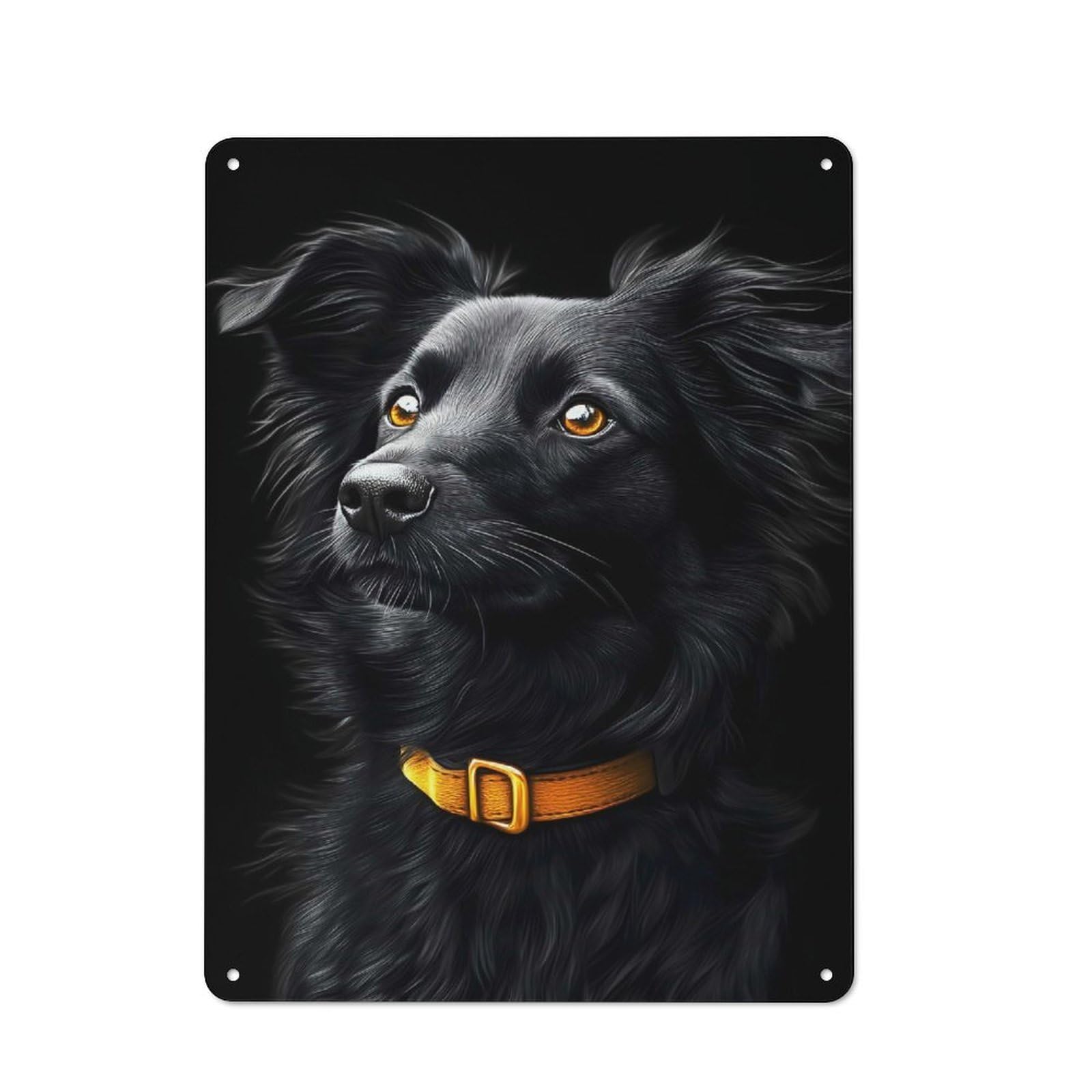 Junmoney Style Vintage Tin Sign 40X30cm With Black & Gold Border Collie For Guest Room Or Hallway, For Retro Home Interiors, For Garage And Workshop Walls