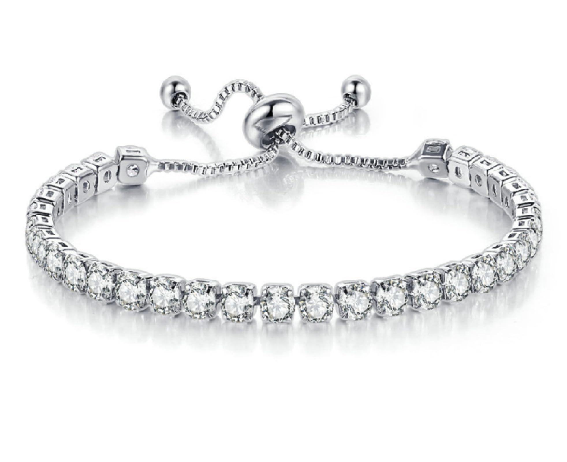 KRKC&CO Tennisarmband | Verstellbarer Länge Silberarmband Damen mit 14K Gold/Weißgold Beschichtung 2/3/4mm Hypoallergen Cubic Zirkonia Weihnachts- und Geburtstagsgeschenk mit Box für Sie