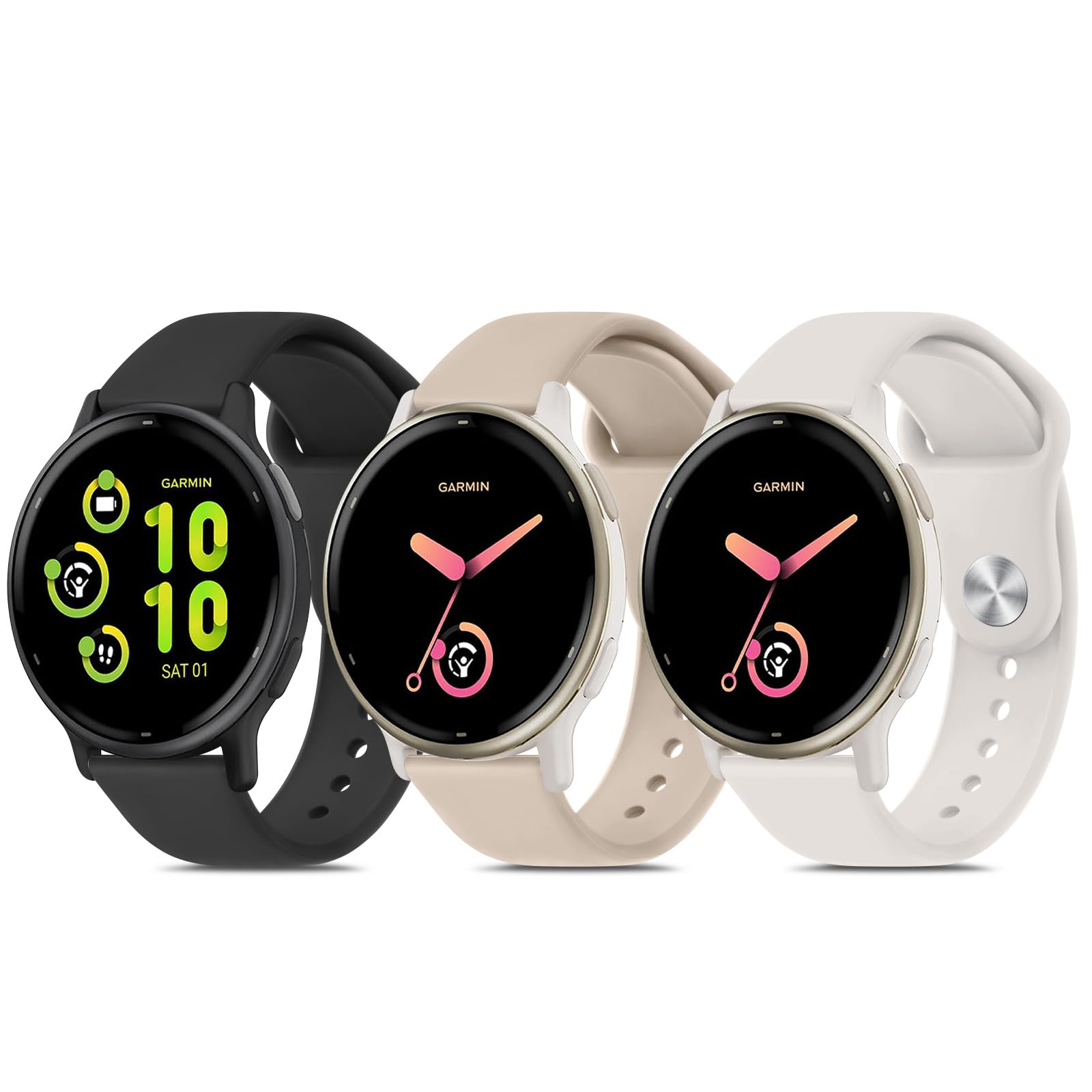 3-Pack Straps for Garmin Vivoactive 5 / Venu 2 Plus/Venu Sq/Venu Sq 2 / Venu Sq 2 Music/Vivomove Sport/Vivomove Trend, Waterproof Sports Replacement Band (3-Pack 04)