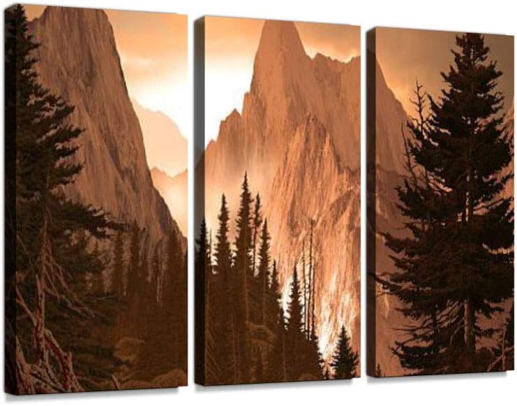 Amazon Com Landscape Drawing Of A Snowy Mountain Range With Tall Trees Print On Canvas Wall Artwork Modern Photography Home Decor Unique Pattern Stretched And Framed 3 Piece Posters Prints tall trees print on canvas wall artwork