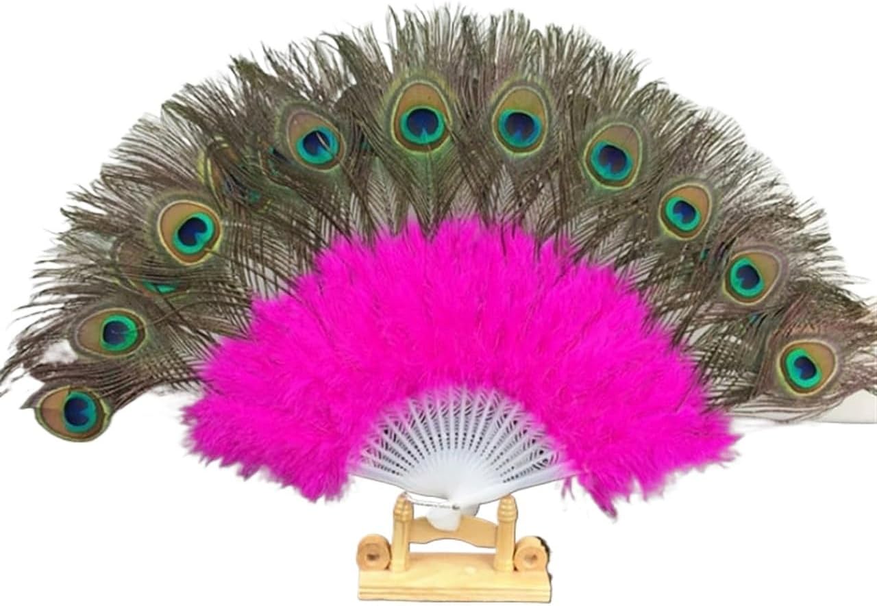 Ceremonial Folding Fan Traditional Dance Fan Folding Hand Fan 21 Bone Party Decoration Fans Peacock Chinese Feather Fan Fold Able Hand Fan Palace Decorative Fan Wedding Party Dance