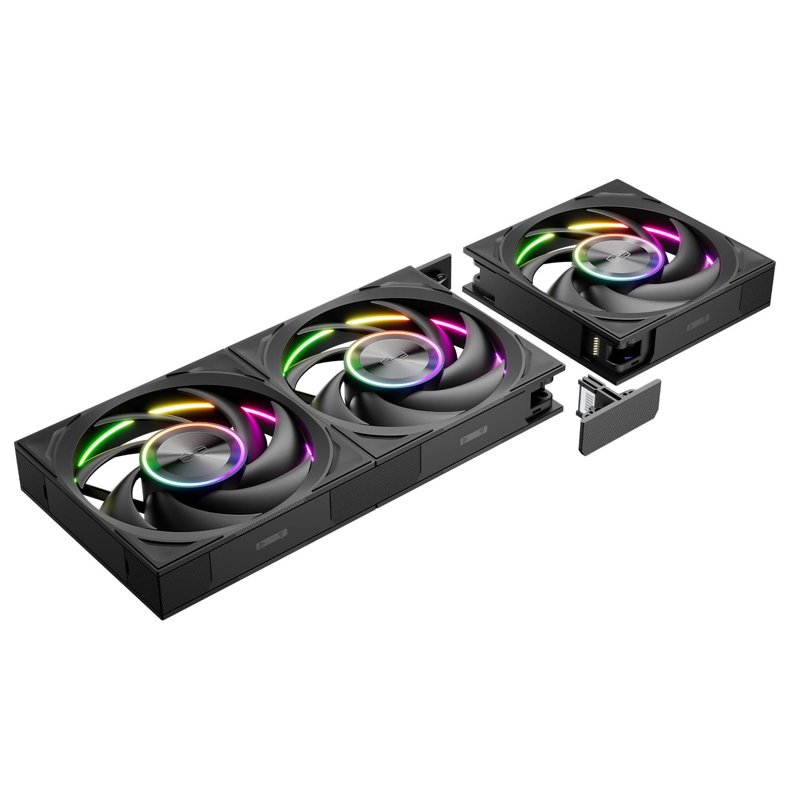 PCCOOLER F7 X120 ARGB - Paquete de 3 ventiladores PWM de 120 mm (negro)