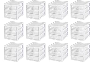 Sterilite 3 Drawer Plastic Storage Case (12 Pack)