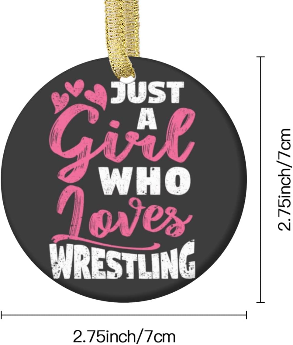 Just A Girl Who Loves Wrestling Ornament, Personalized Christmas Tree Ornament, Wrestler Gifts for Girls, Kids, Coaches