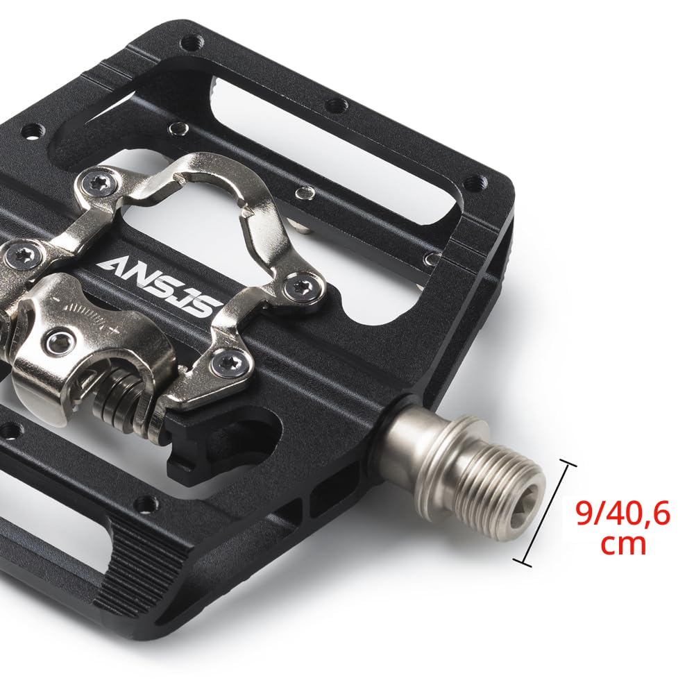 Pedali per Mountain Bike, Piattaforma Piatta Compatibile con SPD, Doppia Funzione, Sigillati, in Alluminio, 9/16'', per Strada, MTB