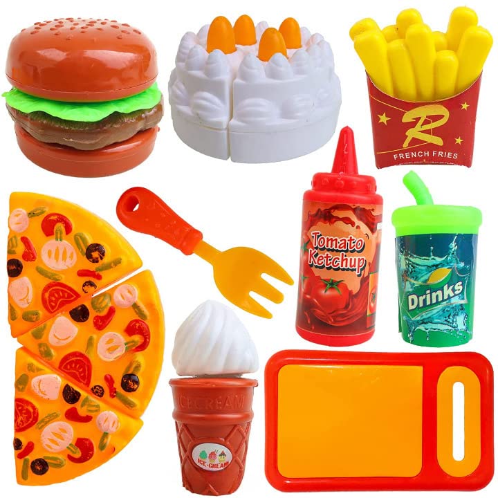YBN Fast Food Pizza Party Role Pretend Play Cooking & Cutting Set Toy - Multocolor