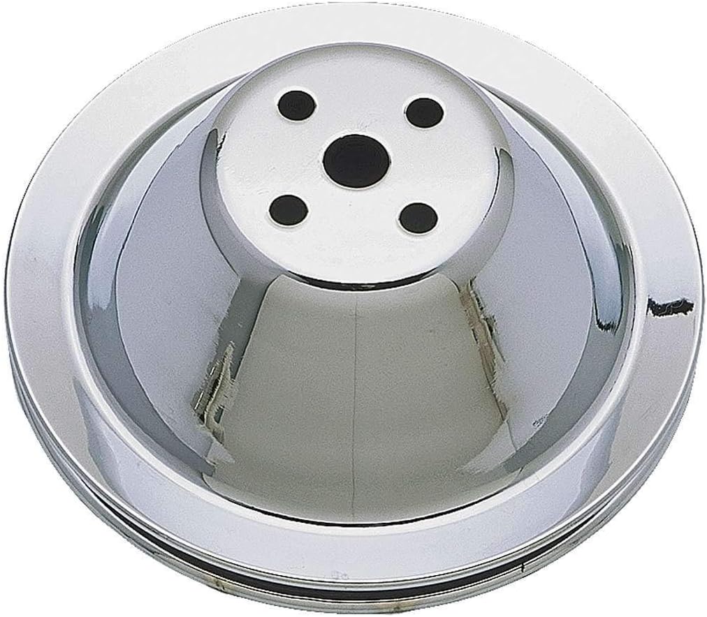Trans-Dapt Water Pump Pulley, V-Belt, 1 Groove, 7.1 in Diameter, Steel, Chrome, Short Water Pump, coompatible with Small Block Chevy, Each