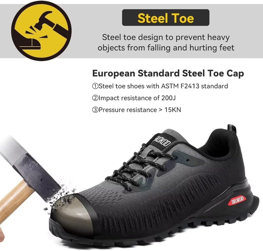 SKOKOD Steel Toe Shoes for Men Anti Puncture Building Work