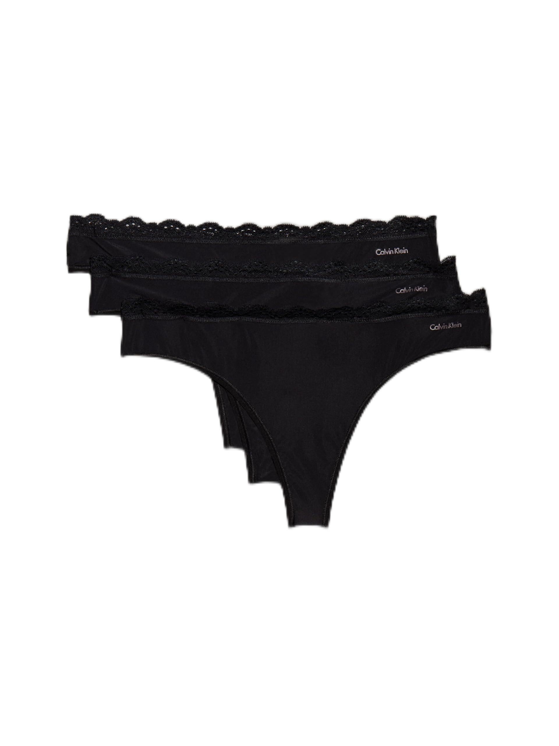 CALVIN KLEIN Women's THONG 3PK, Black, L