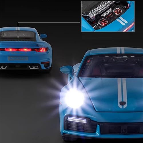Miniatura 9 de Modelo de coche de juguete compatible con 132 Porsche 911 Turbo S adornos de automóvil, juguete de automóvil fundido a presión de aleación con base