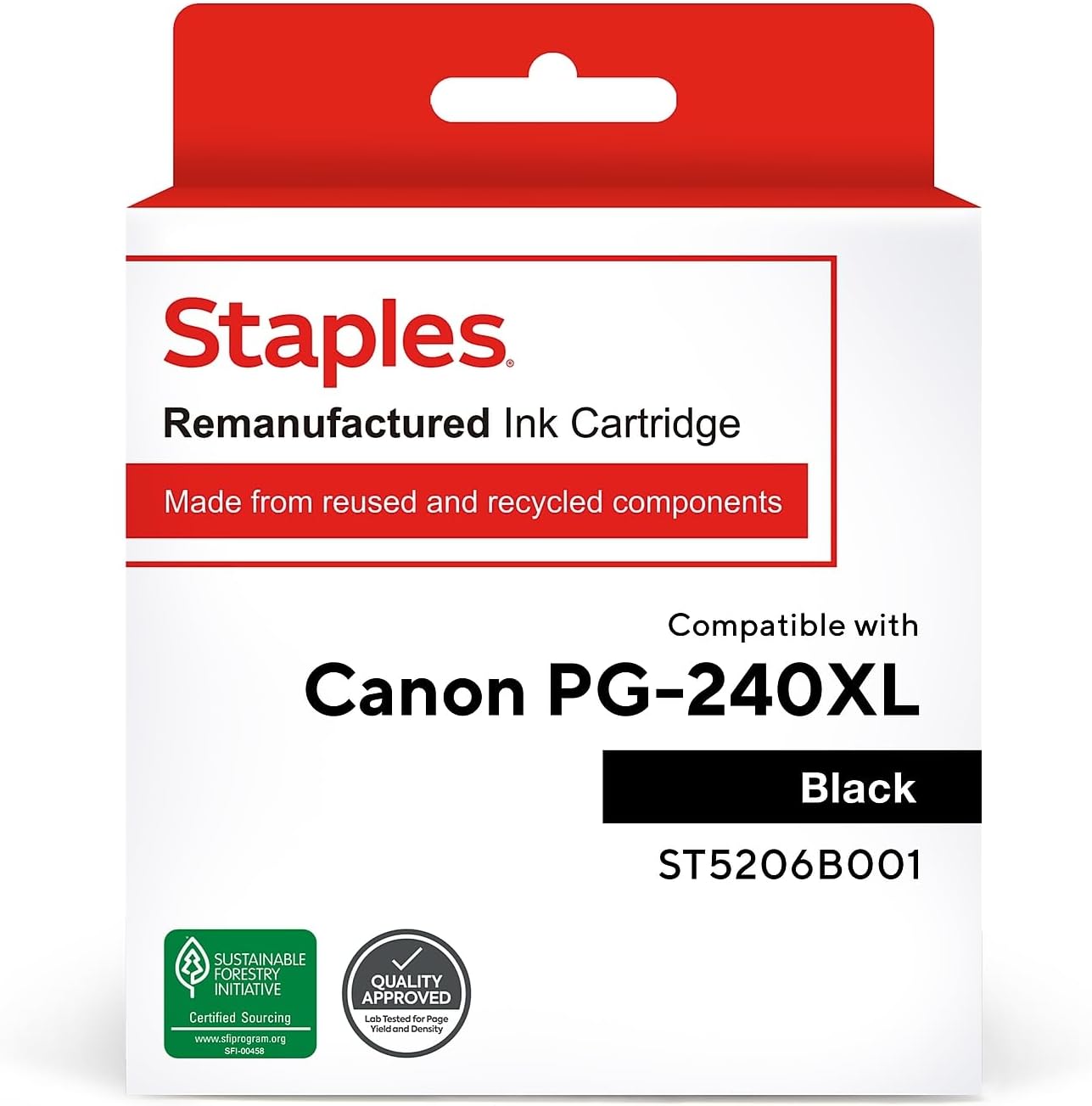 STAPLES Remanufactured PG-240 Ink Cartridge Black High Yield Replacement for Canon PG-240 XL