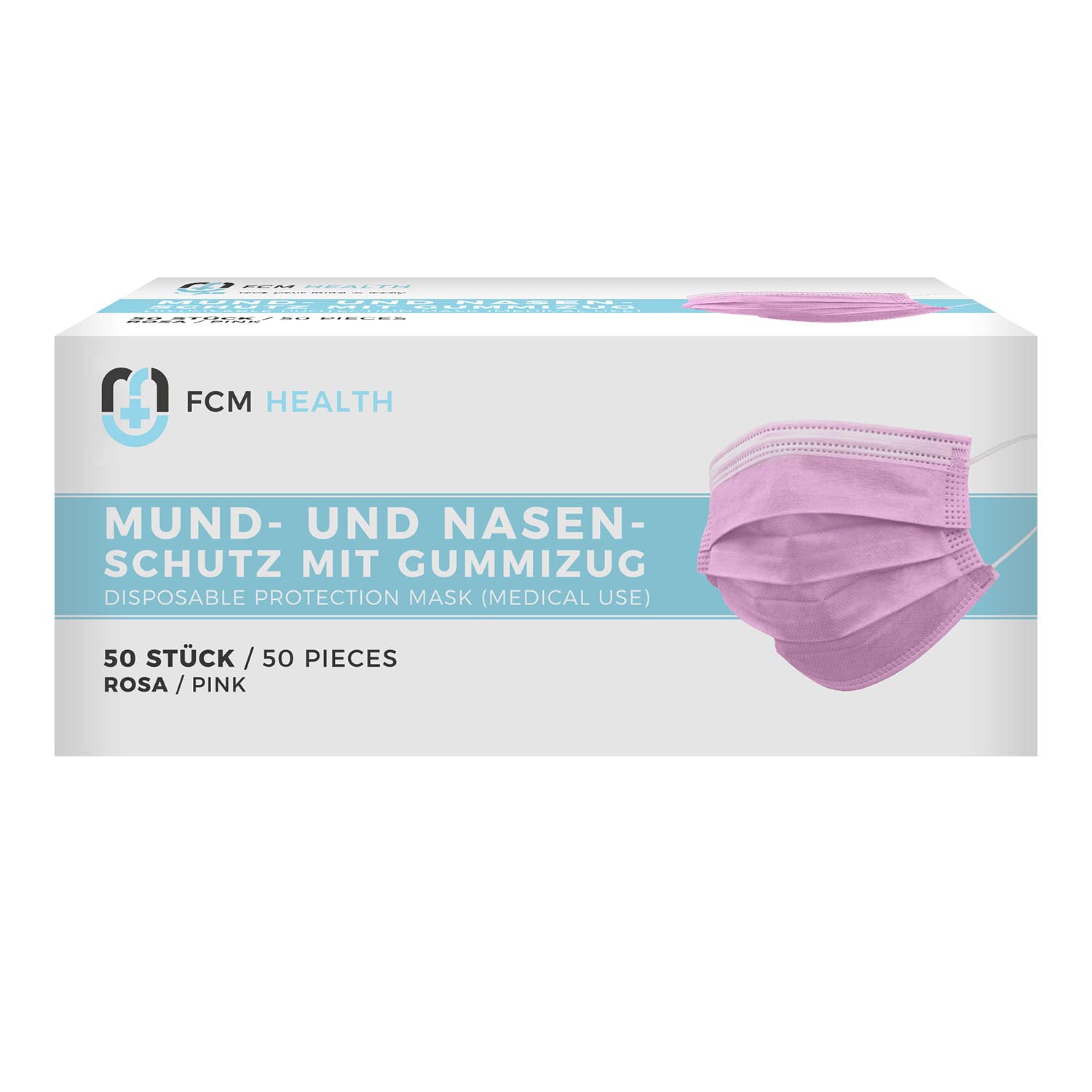 Mea Vita medizinischer Einweg Mund- und Nasenschutz Typ IIR, 200er Pack, 3-lagig, EN-14683, Einweg Maske, Gummizug (Rosa)