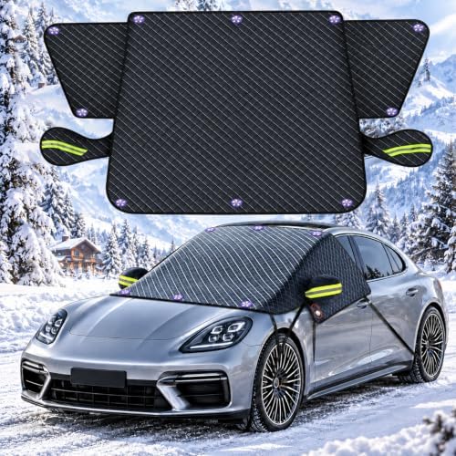 Maxee Frontscheibenabdeckung Winter, magnetischer Frost-BasisSchwarz | 218 x161 x145cm,faltbar, UV-beständig und mit Antennen-Patch; für Pkw, SUV, Lieferwagen und kleine Lkw geeign