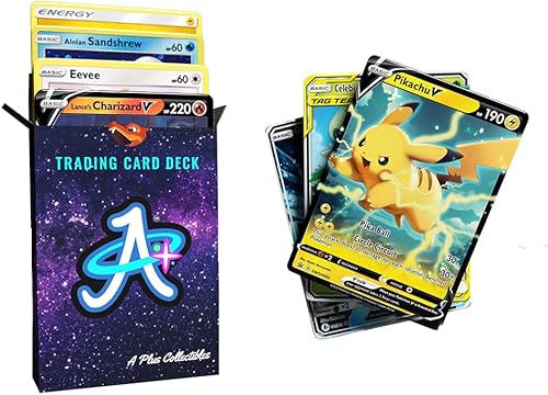 Pokémon Cards 60 cartas coleccionables surtidas, caja coleccionable de Pokémon TCG, con 1 GX/V/VMAX/VSTAR, 5 Holos y caja de cartas A Plus