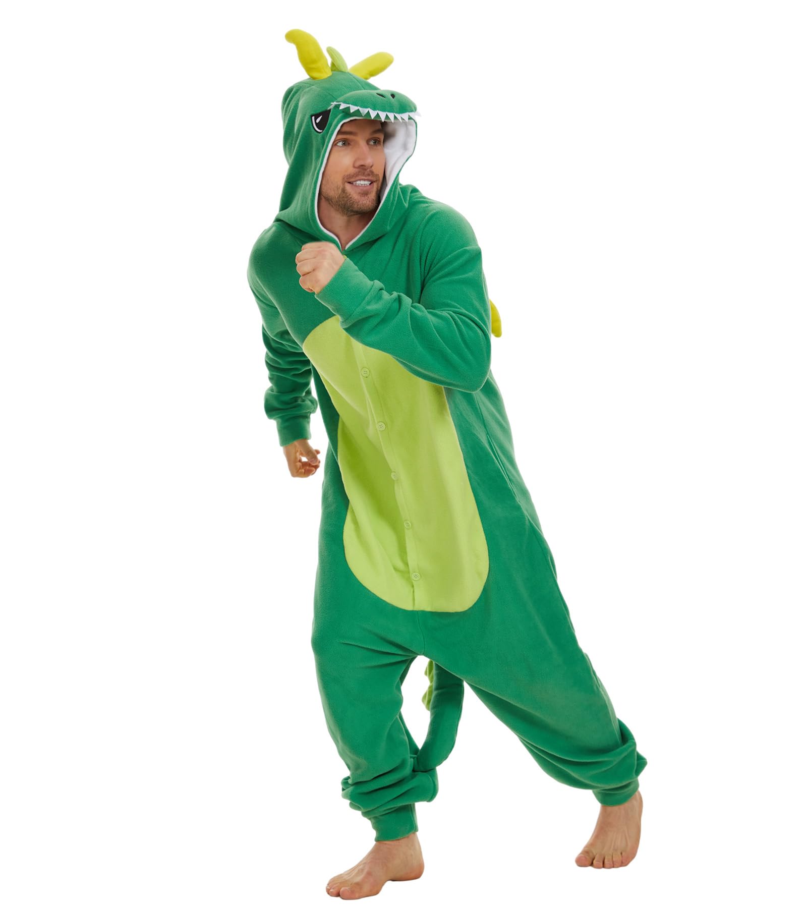 Guturris Pigiama Drago Adulti Unisex Halloween Cosplay Onesie Costume di  Natale Pigiama Tuta Loungwear Verde S : Amazon.it: Moda