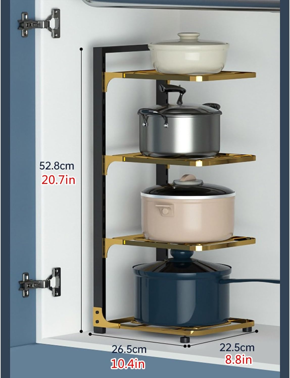 Adjustable Pot and Pan Organizer Rack For Kitchen, Floor Standing Cookware Stand, Heavy Duty Pot Rack Organizer for Cast Iron Cookware(One Color 3) (One Color 4)