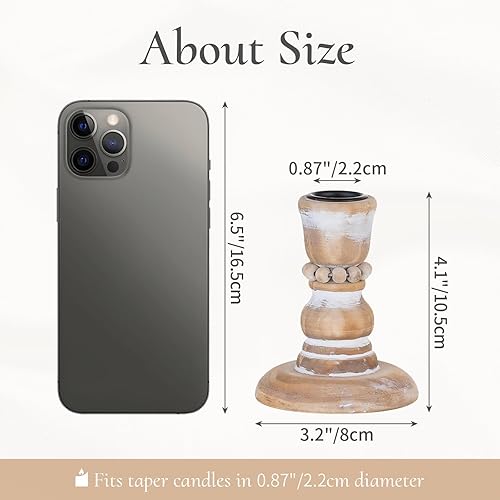 Miniatura 6 de Portavelas cónicos de madera candelabros de madera rústica, decoración de otoño para sala de estar, mesa de comedor, centro de mesa de Navidad,