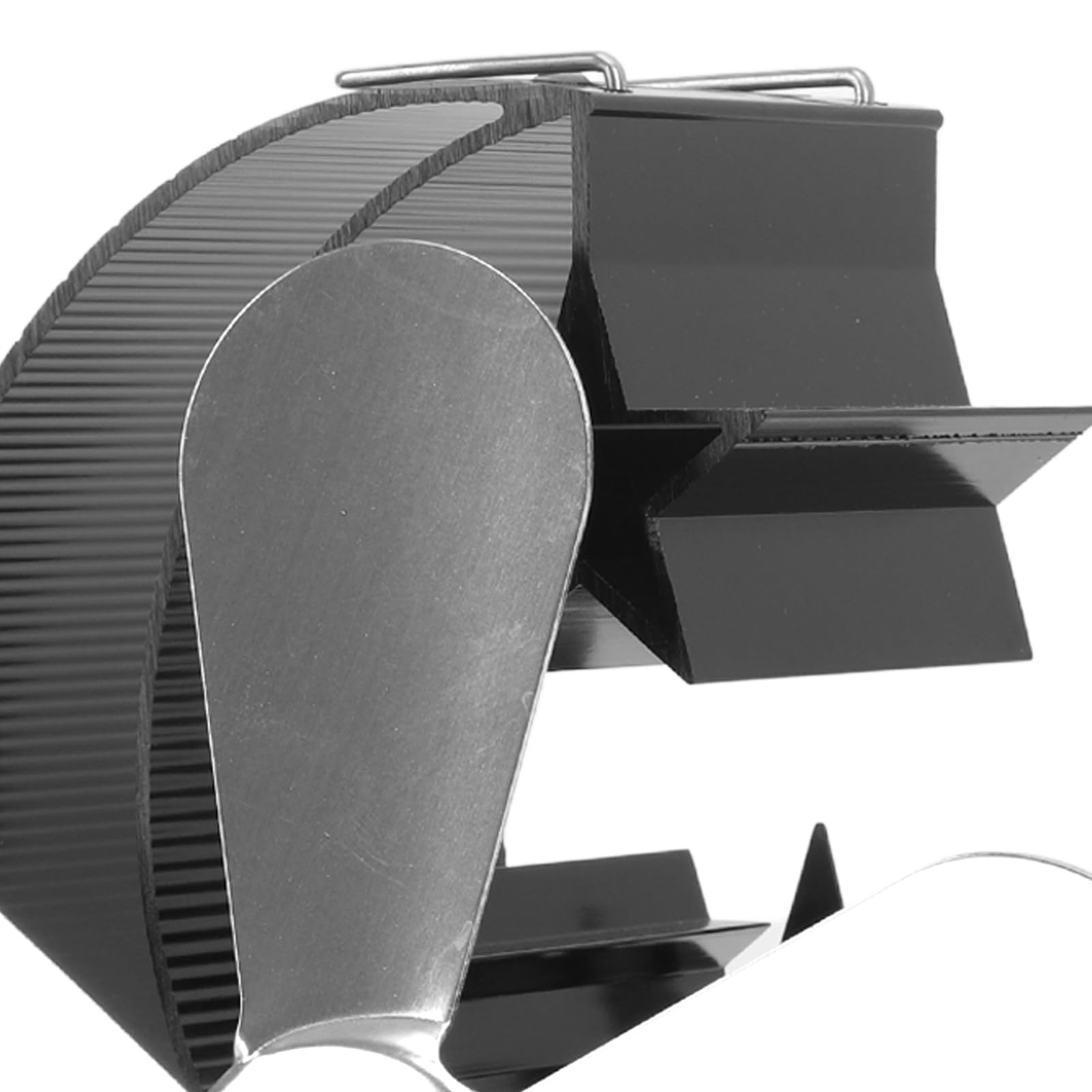 WINH Ventilatore per stufa a legna a 5 pale, in lega di alluminio, a risparmio energetico, ventilatore per la casa, alimentato a calore, per pesca sostenibile sul ghiaccio all'aperto (argento)