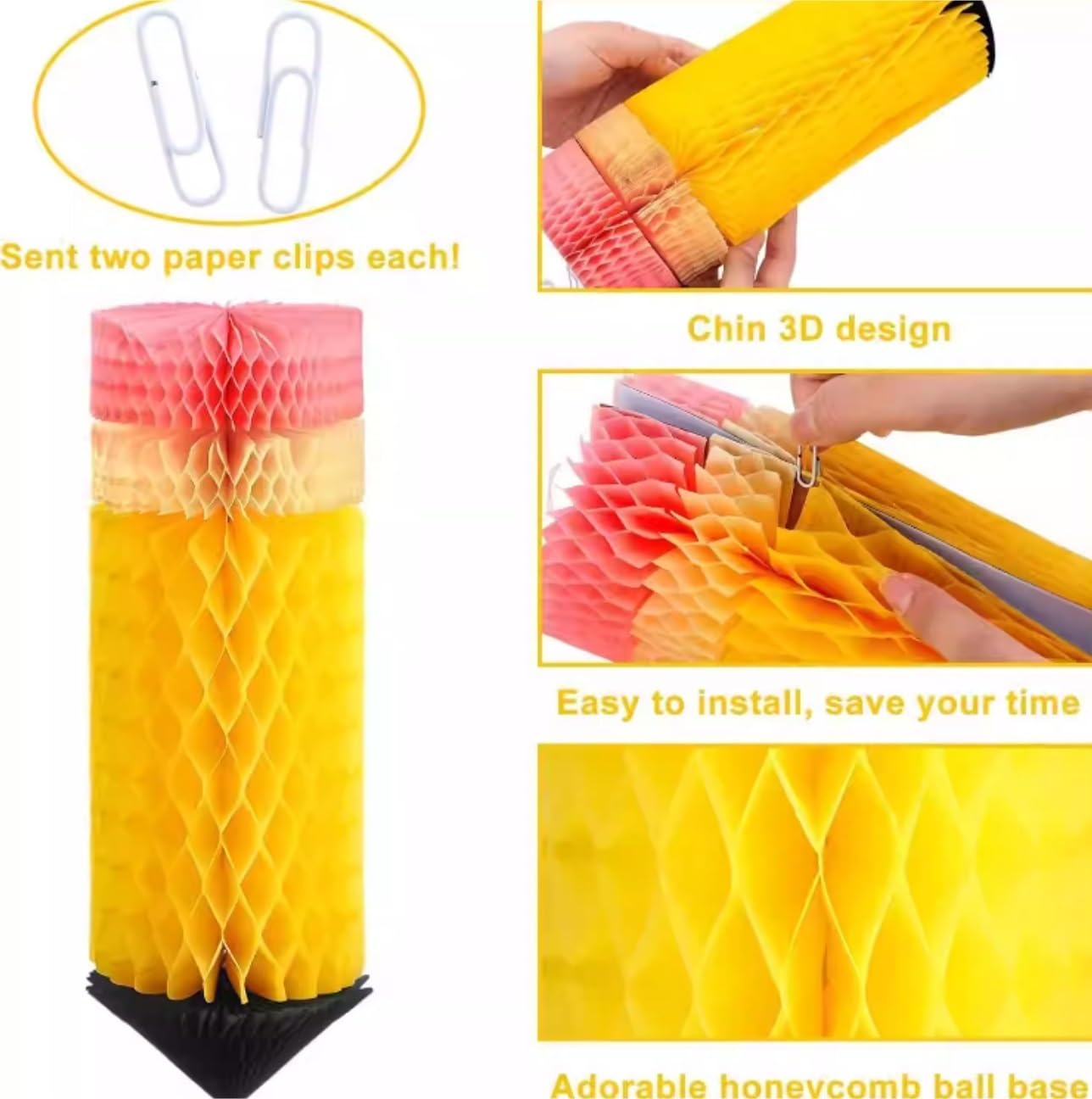 Farolillos De Papel Exterior Pack De 6 Adornos Colgantes Lápices En Forma Panal For La Vuelta Al Los Profesores Linternas Decorativa