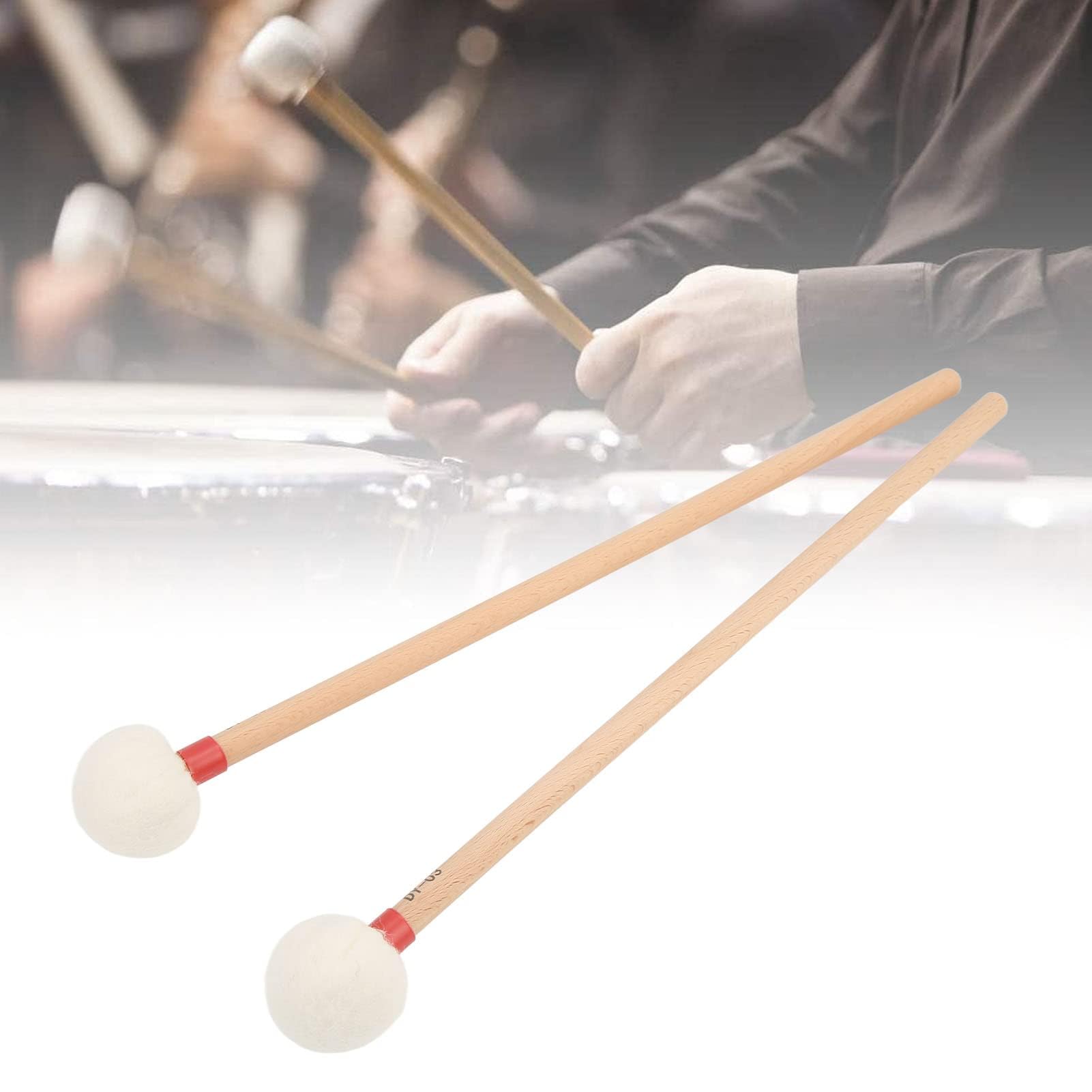 2 Uds Mazo de Tambor Multiusos con Cabezal de Fieltro para Bombo Timbales y Tambores Kit de Palos de Percusión para Música y Educación Musical