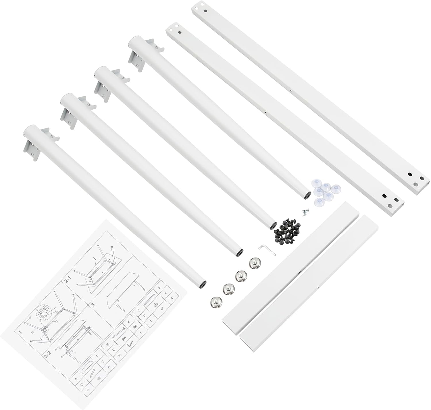 28.35" White DIY Desk Legs Frame, Metal Table Legs with Suction Cups, Desk Base(for Marble, Glass, Wood Tabletop), Furniture Legs Dining Table Legs for Home,Kitchen, Office, Cafe