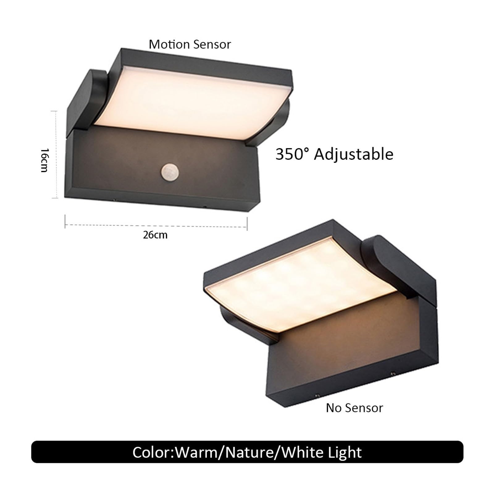 Luces de la calle, Aplique LED exterior de 24 W, resistente al agua (IP65), con sensor de movimiento. Lámpara de pared moderna for interiores, balcones, porches y jardines.(Motion Sensor)