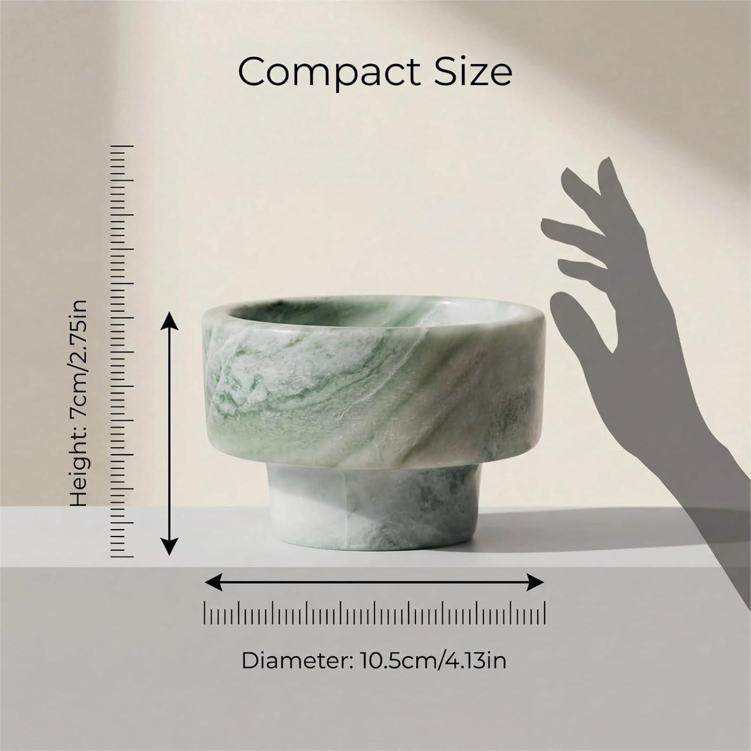 Natural Marble Bowl | Handcrafted Candle Holder & Decorative Piece | 10.5cm Diameter (4.13") | Unique Vein Patterns (Red/Black/Green) (Green)