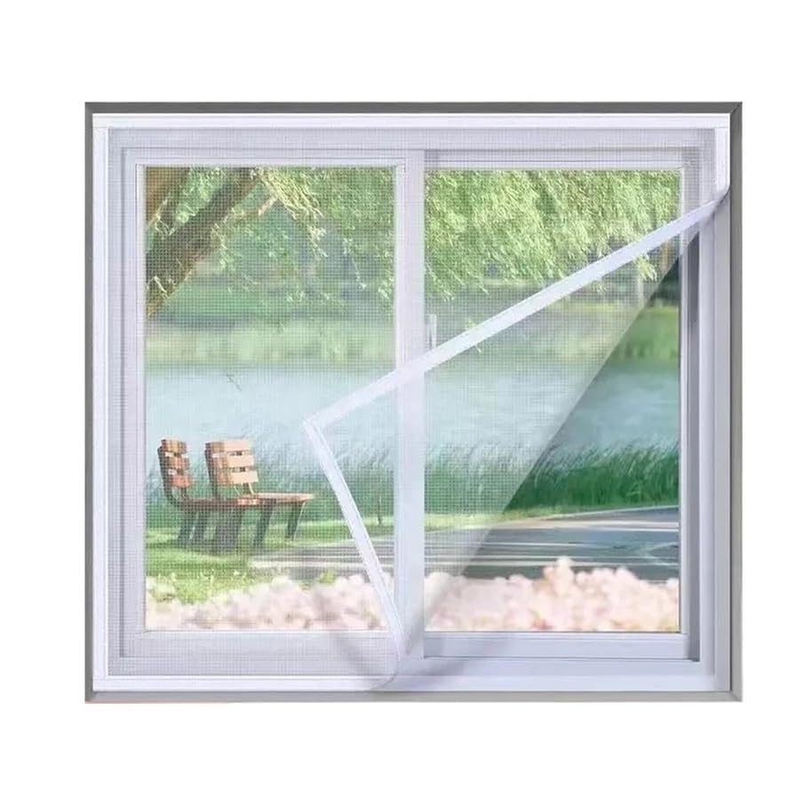 Mosquitera blanca para ventana de fibra de vidrio, malla invisible antimalezas de 95x90cm