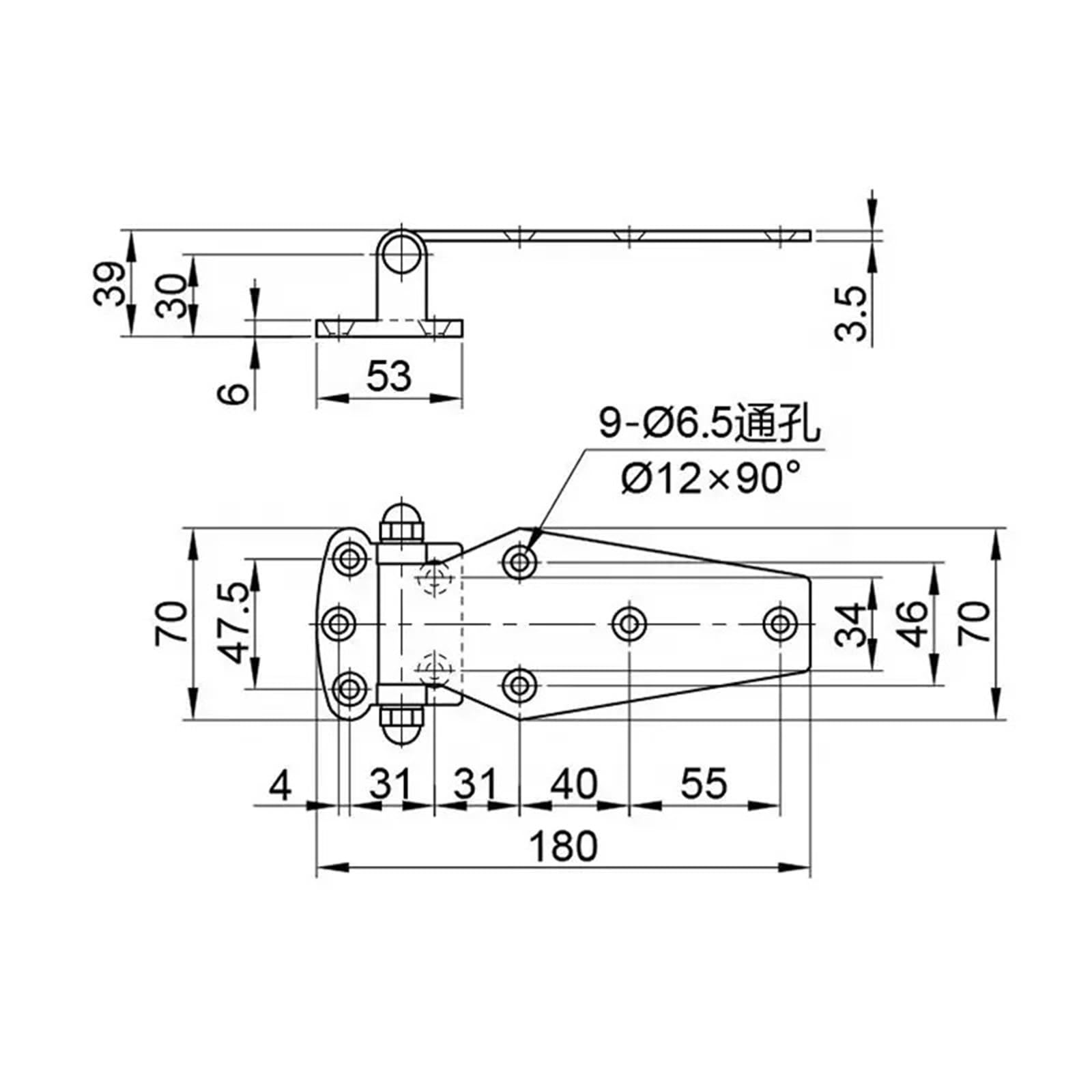 Cerniera for porta convessa in acciaio inossidabile 304 Attrezzatura industriale Porta del forno Utensili da cucina commerciali Cerniera for carichi pesanti 1 pezzo
