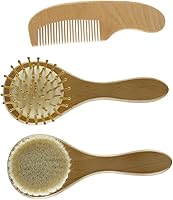 Vista 1 de Juego de peine de masaje infantil Cepillo de pelo recién nacido Cepillo de pelo de madera Peine para tapa de cuna