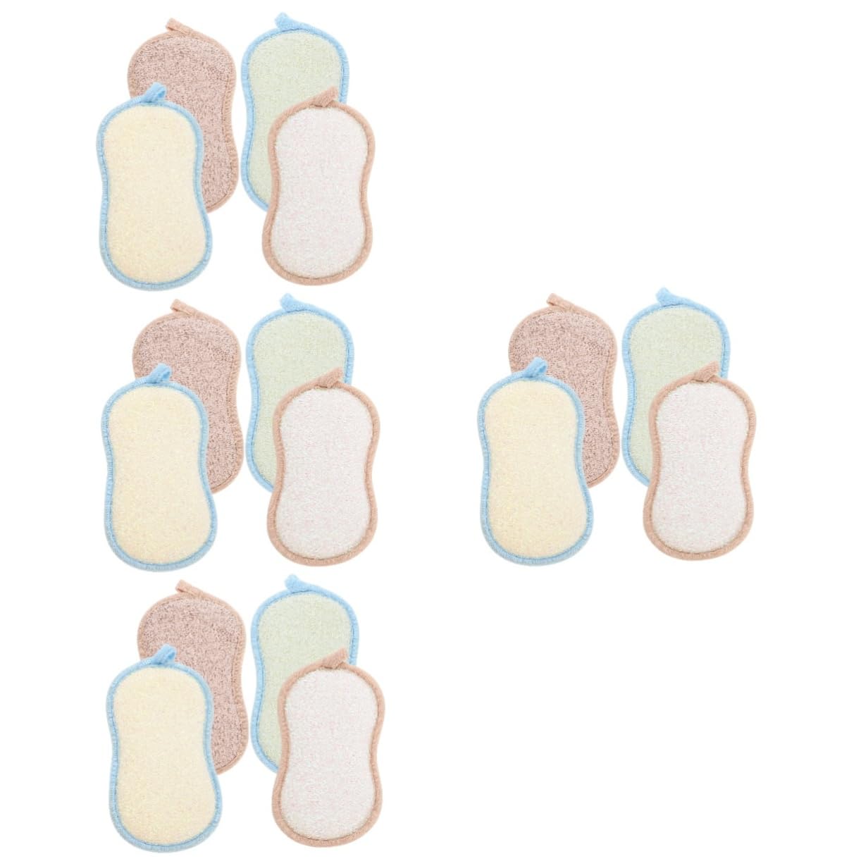 Didiseaon 24pezzi Spugne Per Lavaggio Spugne Fibra Riutilizzabili e Resistenti Per Cucina Blu e Beige