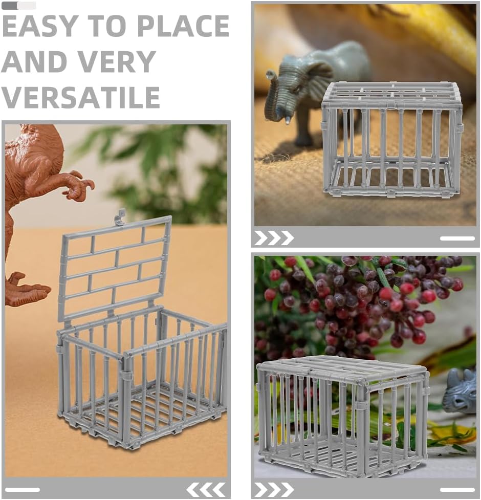 TOYANDONA 2pcs Mini Cage Model Miniature Plastic Animal Cage Fence Model for Dollhouse Micro Landscape Accessories