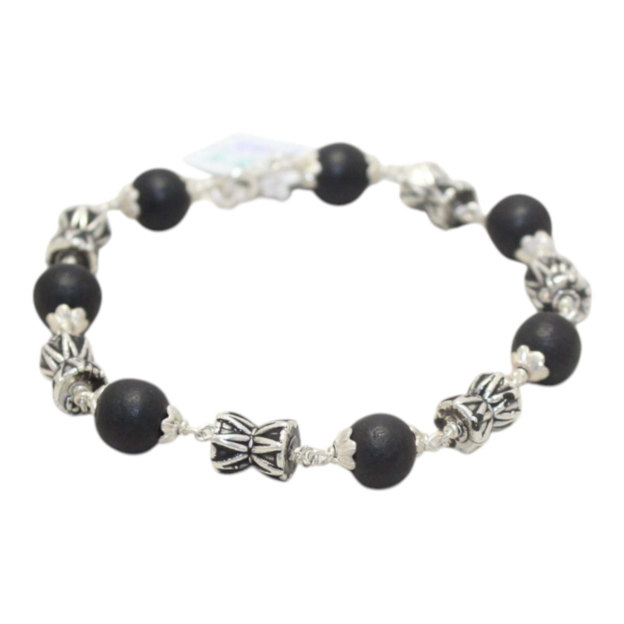 Shiv Damru Karungali Wood 925 Sterling Silver Bracelet-image-27