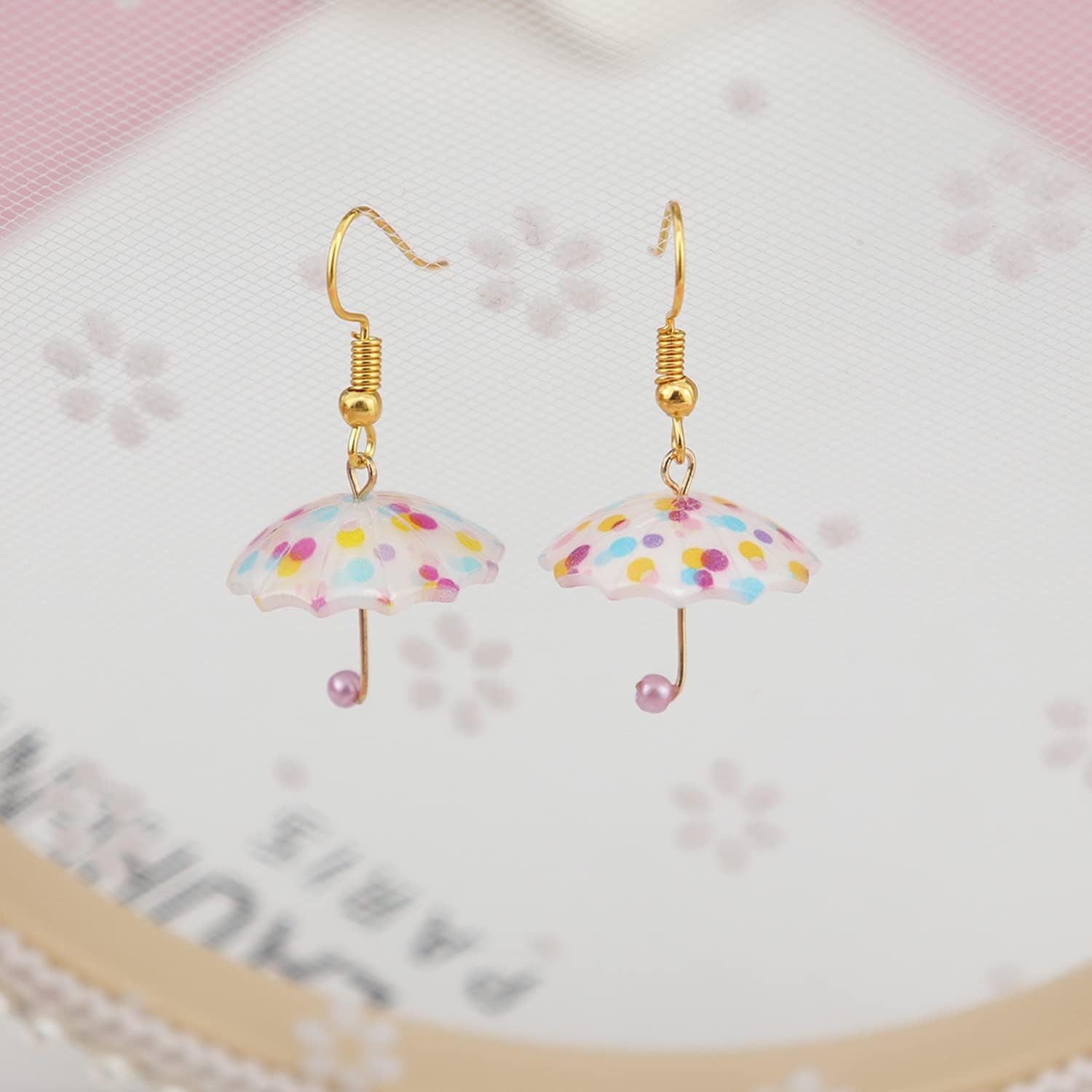 Funny Cute Resin Rainbow Umbrella Drop Dangle Earrings Personality Creative Mini Umbrella Weather Earrings Costume Holiday Jewelry for Womens Gifts - Image 5
