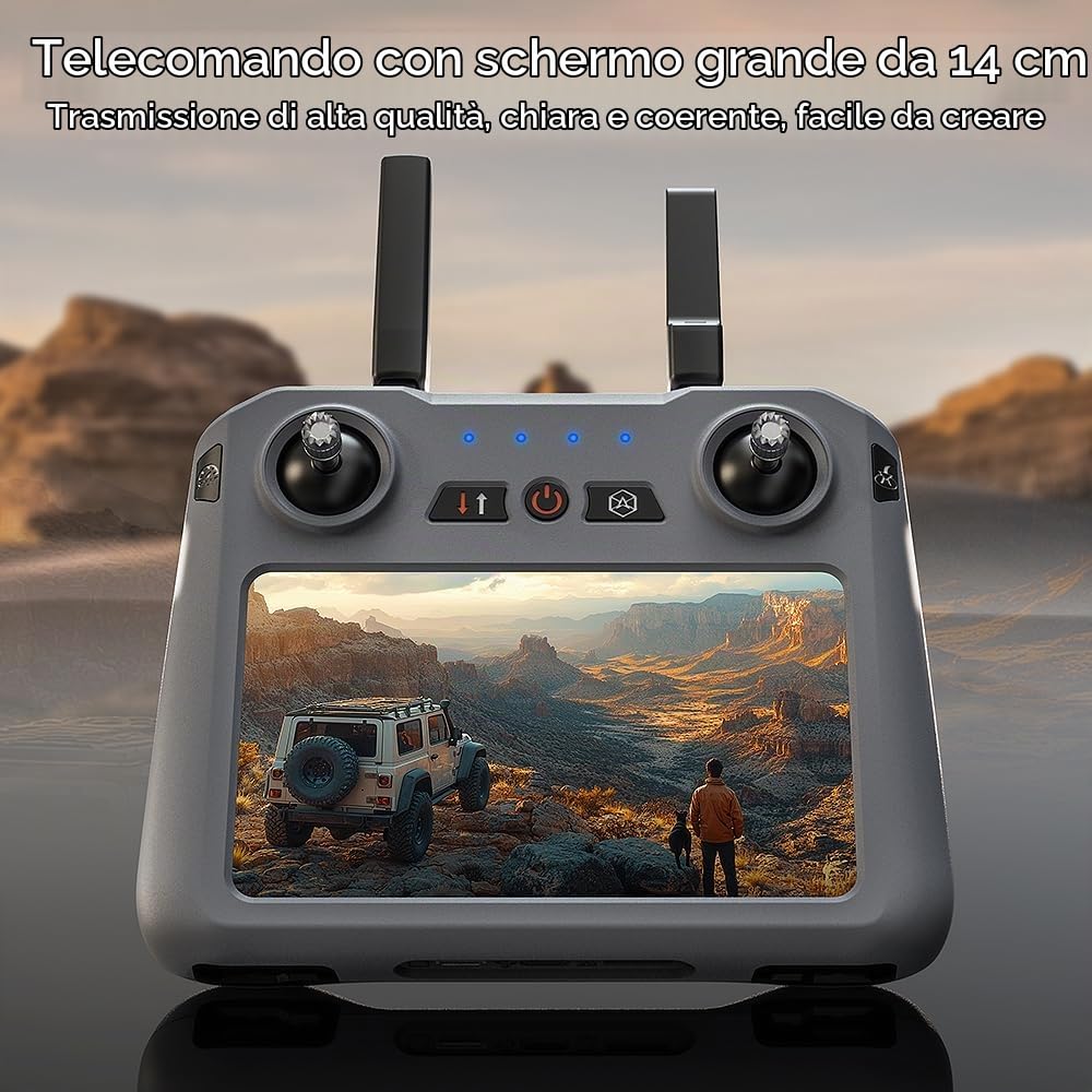 X-Verse SG909 Drone con Telecamera 4K, Schermo RC, Gimbal a 3 Assi, Distanza del Telecomando di 6KM, Evitare gli ostacoli in 4 direzioni, Droni Quadcopter per Adulti (2 Batterie)