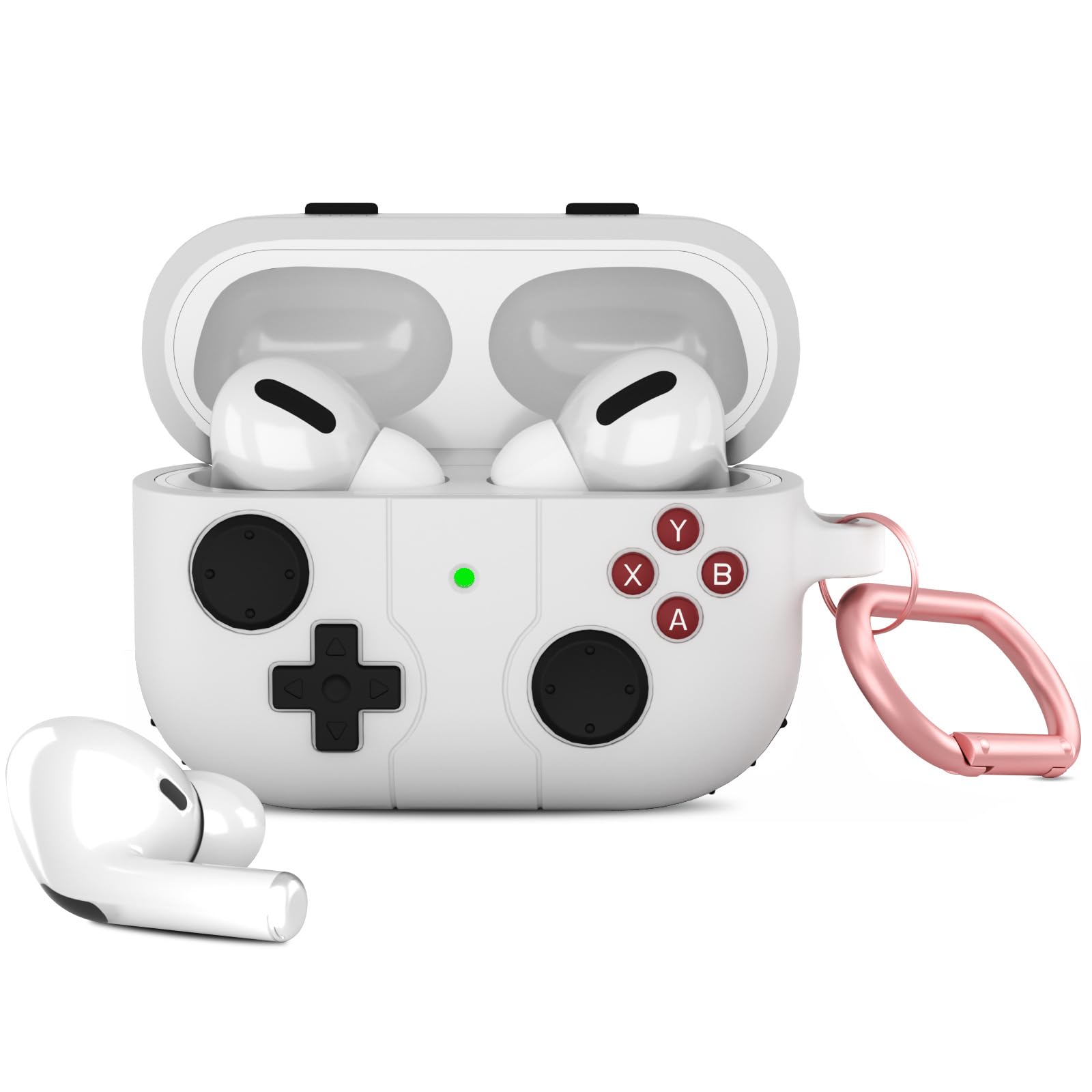 Updated Case for AirPods Pro 2nd/1st Gen with Keychain,Game Player Design Soft Silicone Earphone Protective Shockproof TPU Cover Compatible AirPods