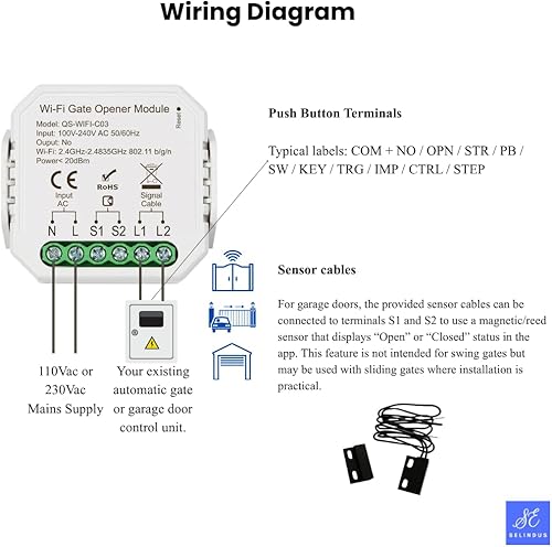 Miniatura 5 de Alpha WiFi (Wi-Fi) - Abridor inteligente de puerta y puerta de garaje | Control remoto inalámbrico + aplicación iOS/Android | Alexa, Google Home y