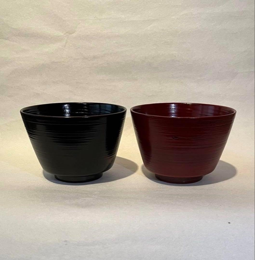 越前漆器■夫婦多用椀　雑煮椀　欅　拭き漆朱黒【２客】■天然木・本漆■ 越前漆器□夫婦多用椀 雑煮椀 欅 拭き漆朱黒【2客】□