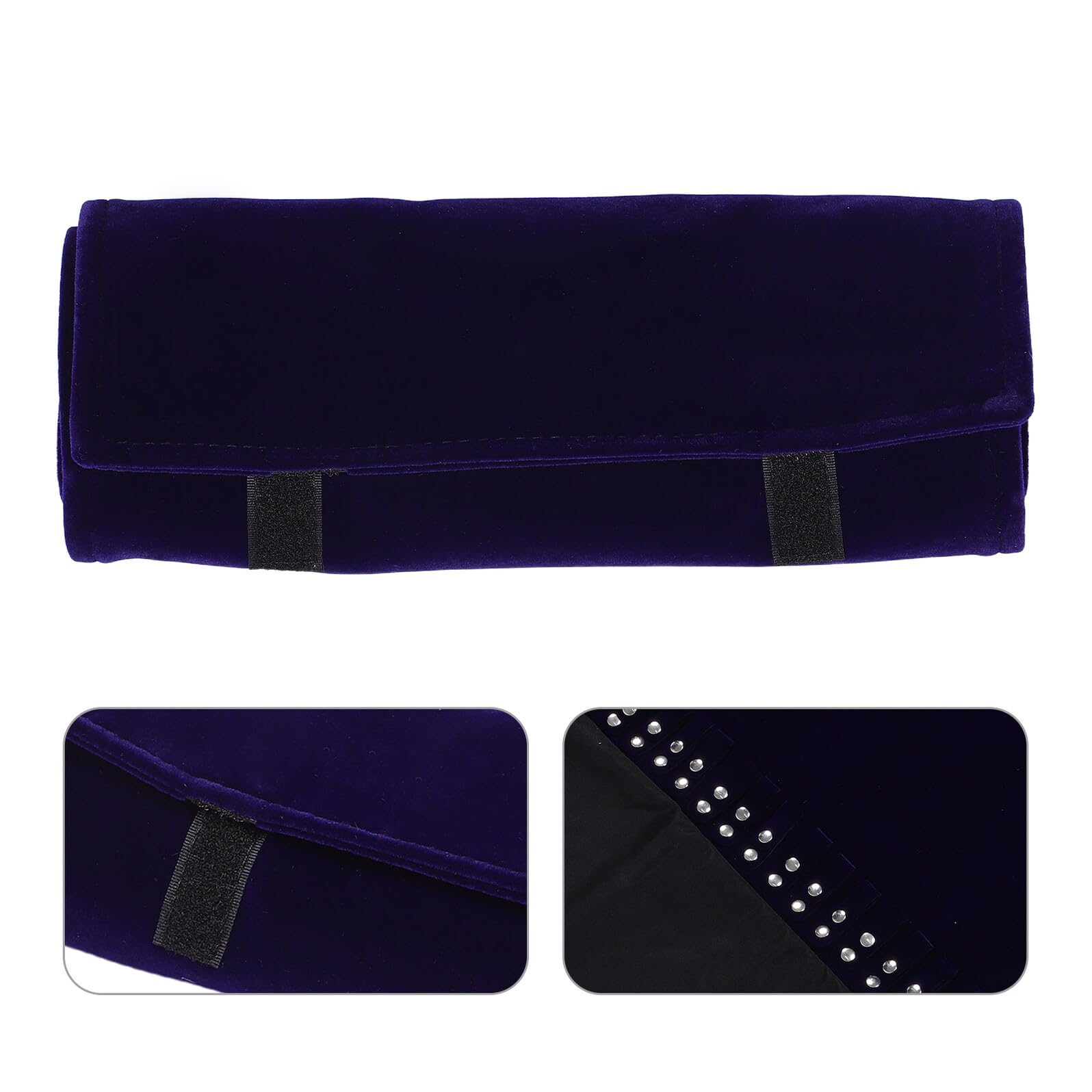 Toyvian Estuche Portátil de Terciopelo Azul Oscuro para Joyas, Organizador Rollo para Collares y Anillos Bolsa Enrollable Compacta para Viajes y Uso Diario