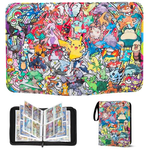Carpeta de tarjetas de Pokemon, 50 páginas, archivador de tarjetas, 400 bolsillos para tarjetas, álbum portátil, impermeable, álbum de colección para tarjetas, regalo para niños y niñas (PKQ400)