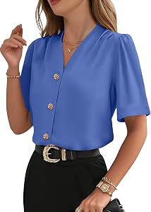 EVALESS Business Casual Tops for Women Button Down Shirts