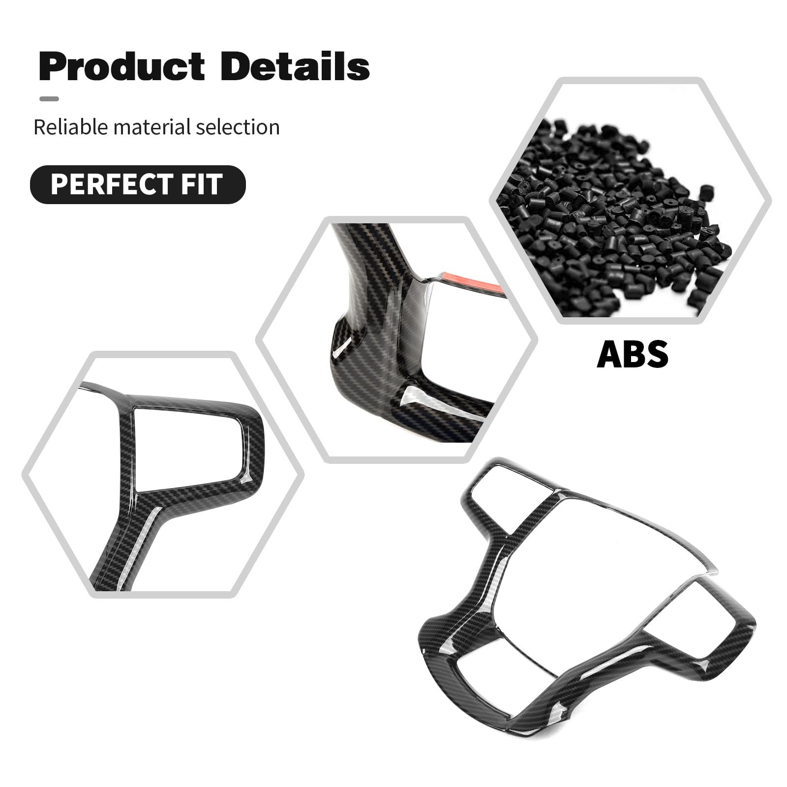 HTHE Compatible with Chevy Silverado Steering Wheel Panel Cover Trim Compatible with Chevy Silverado 2019+ Suburban 2020+ Tahoe 2021+ Interior Accessories (ABS,1PC) (Carbon Fiber Black)